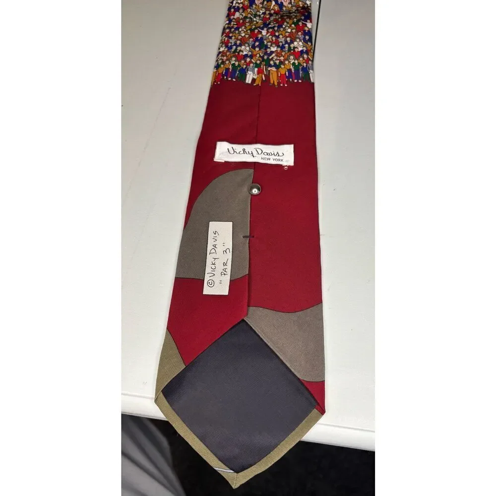 Vicky Davis Par 3 Golf Red Novelty Silk Necktie